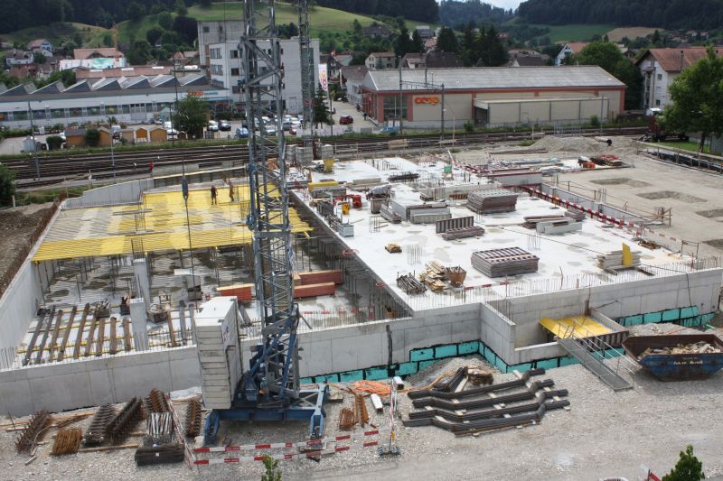 Baustelle Solarwerkstatt in Oberburg, Kellerisolation